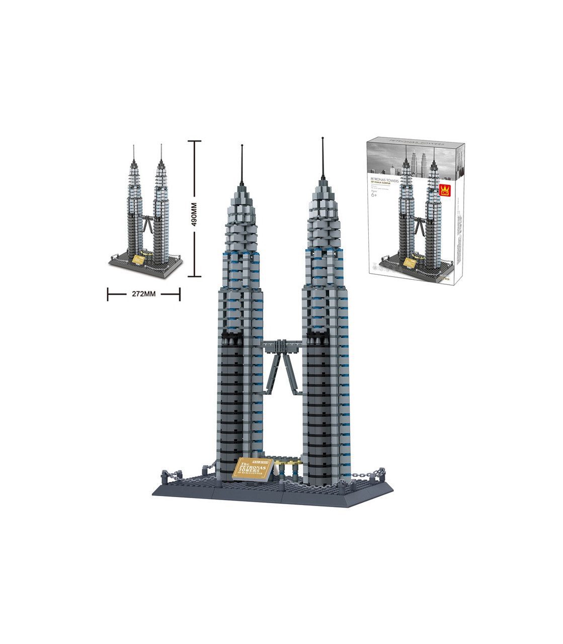 3D конструктор Wange Архітектура Башти-близнюки Петронас 5213 дитячий 3Д 1160 дітей - 7
