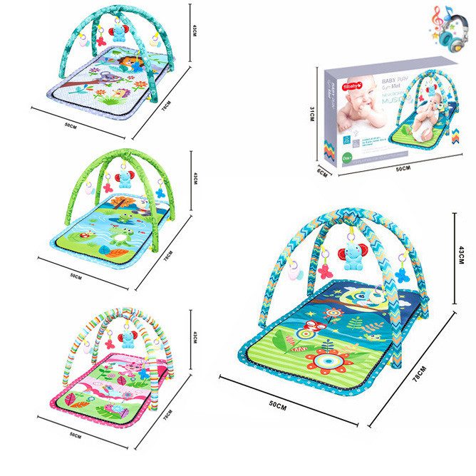 Розвиваючий килимок для немовлят Тварини 73141/73142/73143/73144 музичний 2 дуги 5 брязкалець підвісок - 2