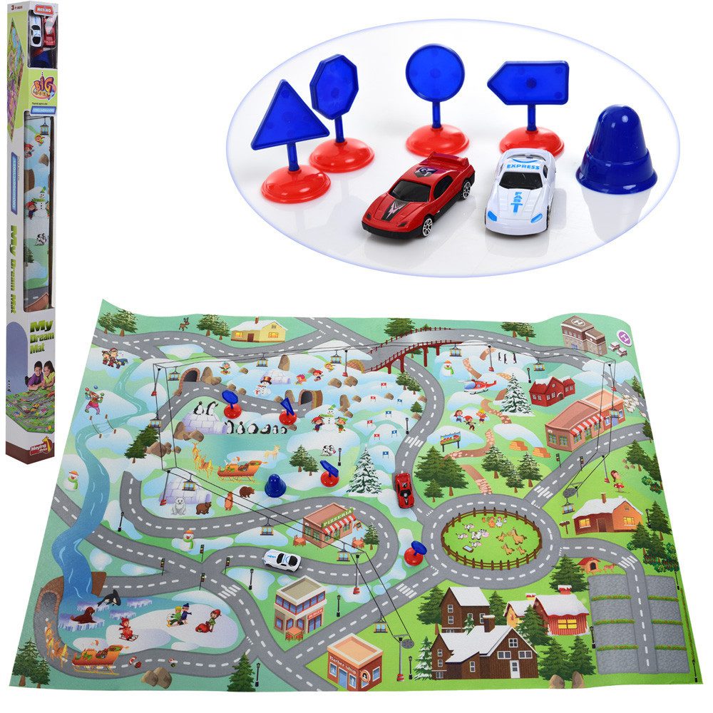 Ігровий килимок із машинками 019A-30C Гра Правила дорожнього руху дитячий набір машинки знаки іграшка для дітей - 1