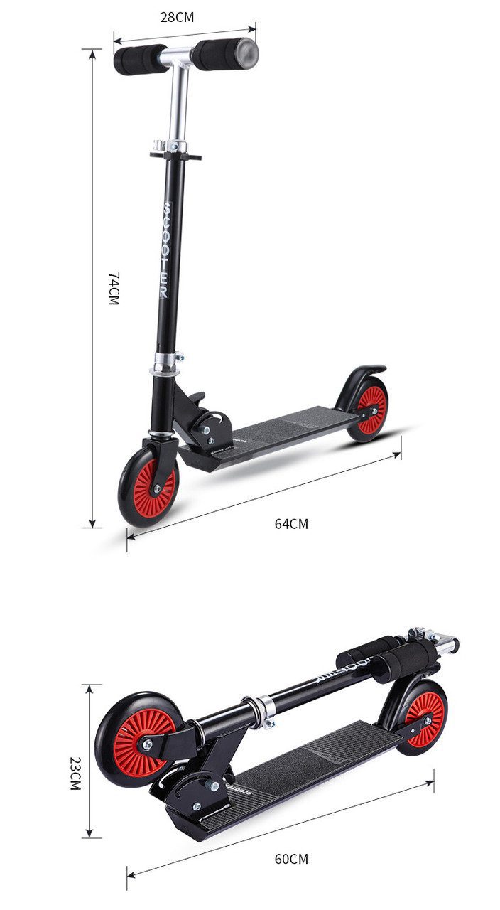 Дитячий двоколісний самокат 307 scooter складаний алюміній ножне гальмо скутер для дітей підлітків - 2