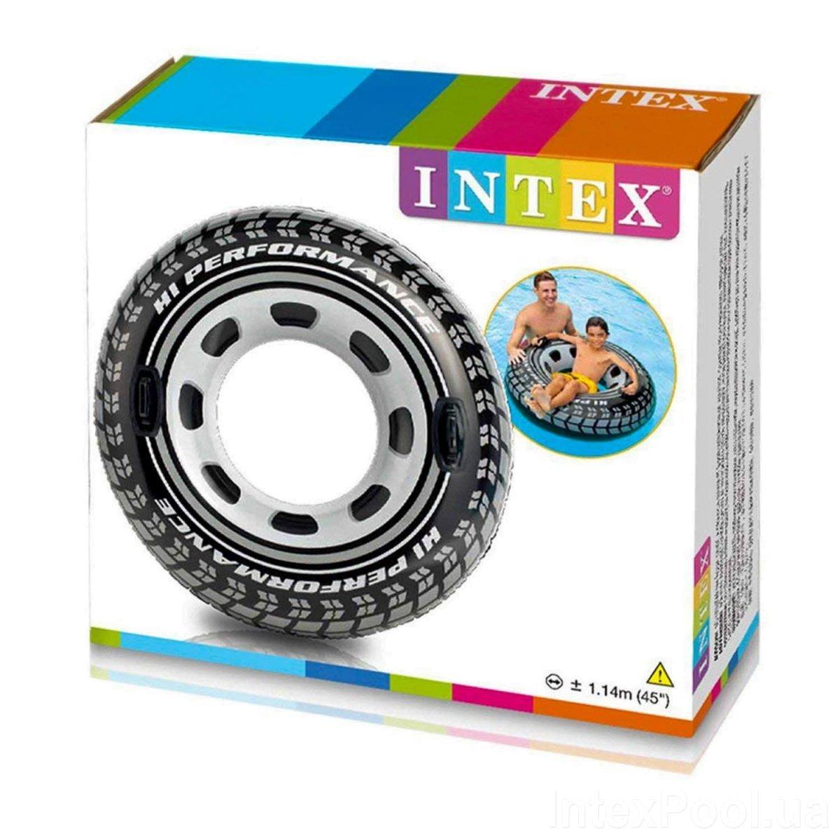Коло надувне «Шина» з ручками Intex 56268, 114 см, дитяче, для дорослих, літо вода, відпочинок, чоловічий, відпустка - 3