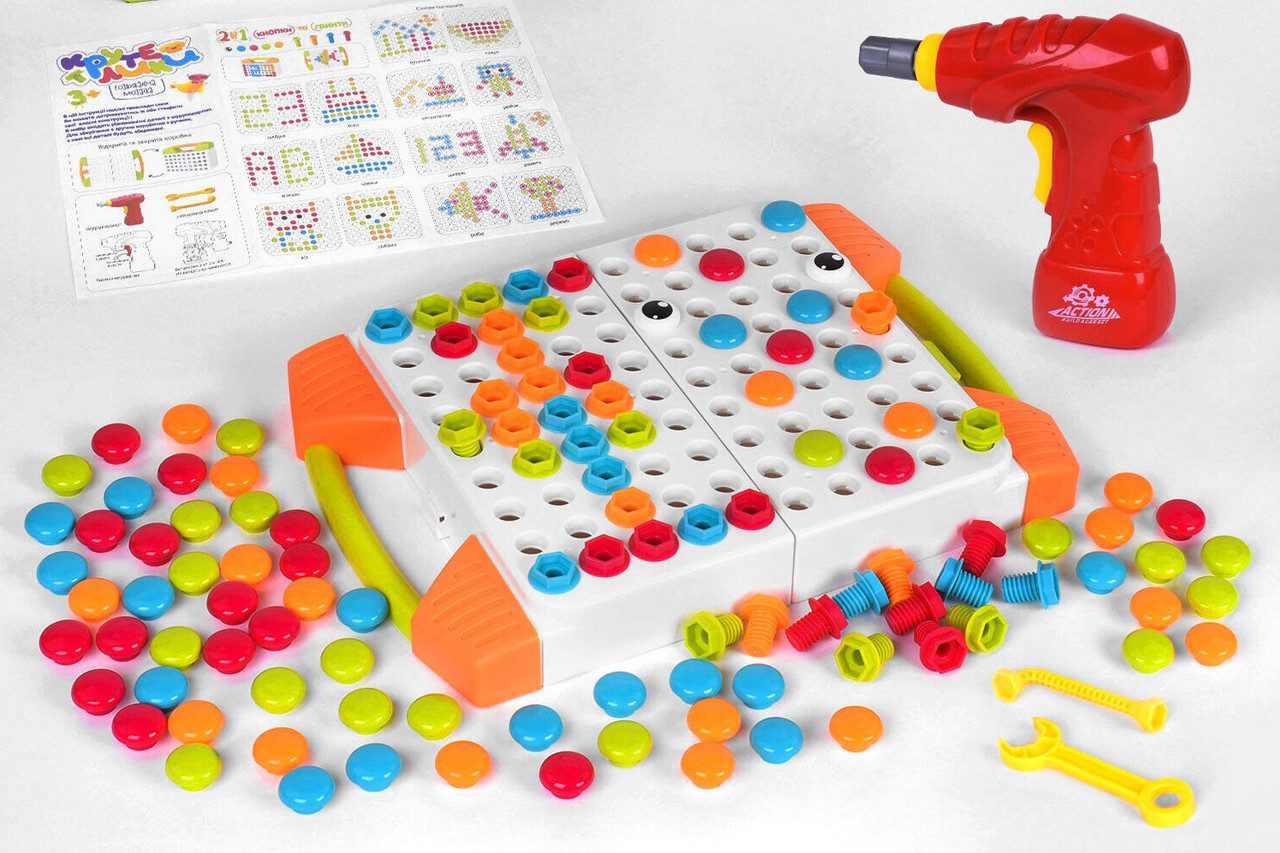 Мозаїка з шуруповертом Крутелики 83336 Fun Game 119 дет. у валізі іграшка дитяча гвинтовий конструктор - 1