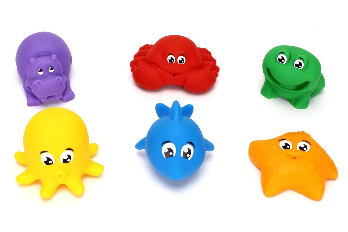 Набір для ванної ТехноК 7464 дитячий гумовий для купання іграшки пищалки для малюків 6 шт. - 1