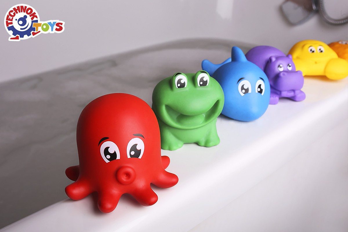 Набір для ванної ТехноК 7464 дитячий гумовий для купання іграшки пищалки для малюків 6 шт. - 3
