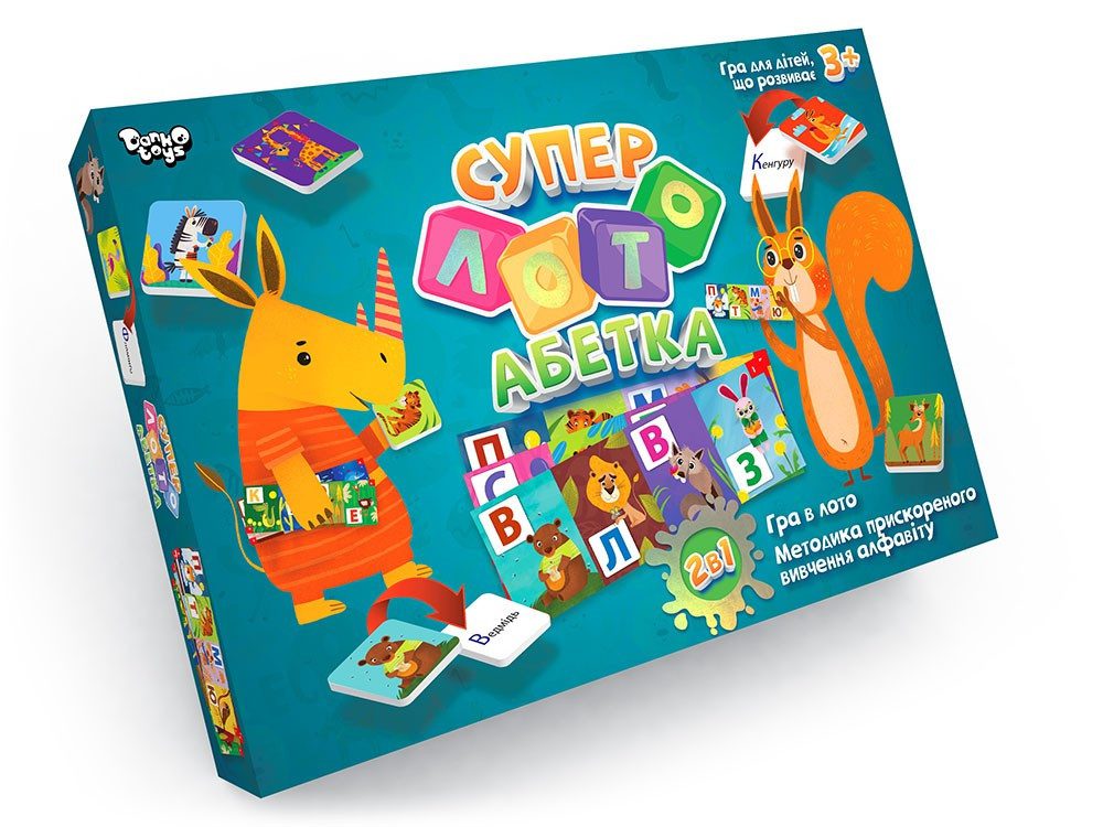 Суперлото Азбука Danko Toys СЛА-01U дитяча настільна розважальна гра бінго алфавіт - 1