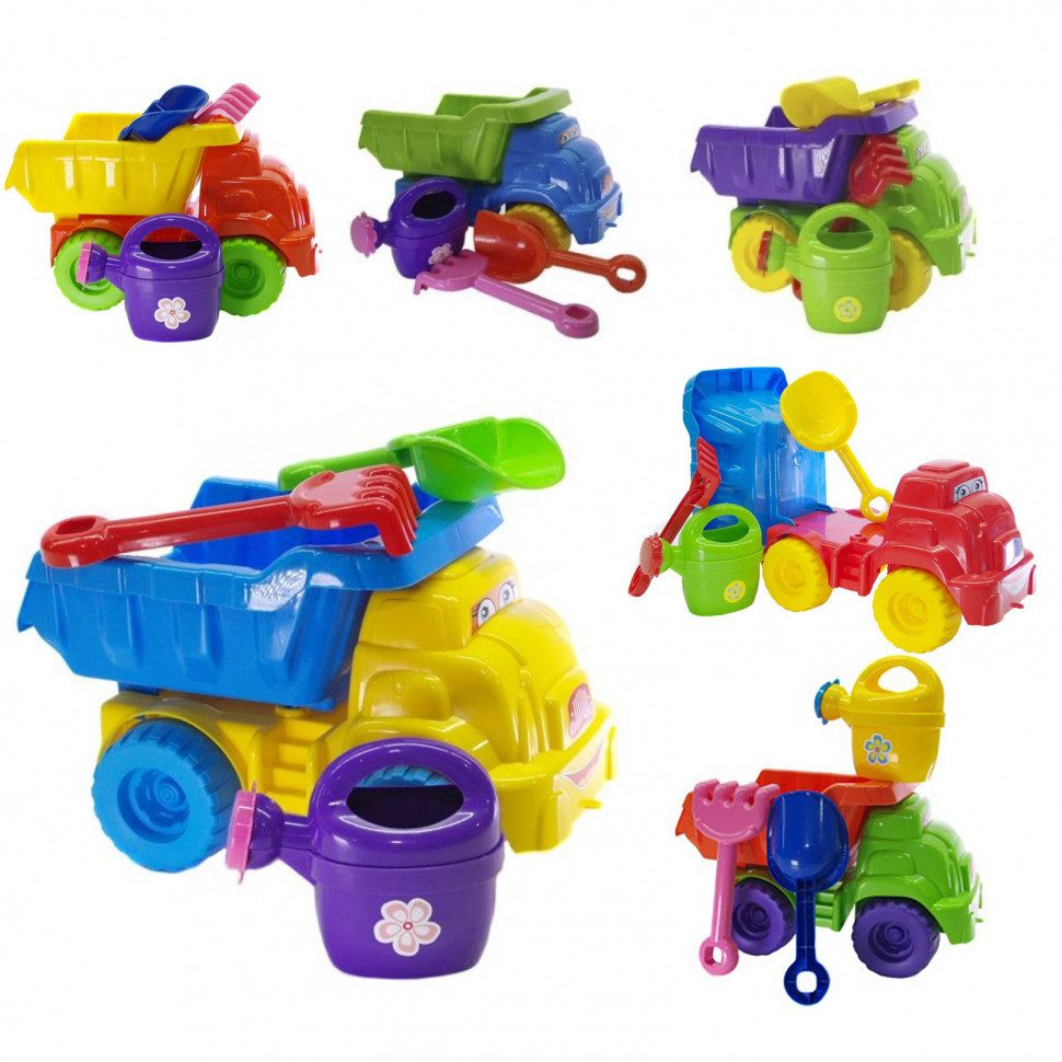 Пісочний набір №2 Doloni Toys 013565 машина лопатка граблі лійка дитяча іграшка для гри з піском - 1