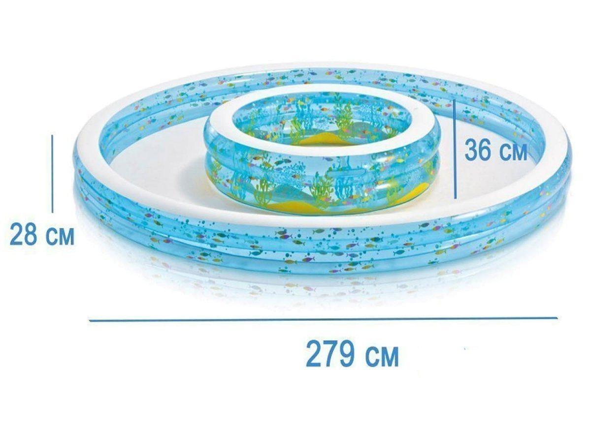 Басейн з фонтаном Intex 57143 надувний ігровий центр Інтекс 279*36 см 990 л для дітей колодязь рибки - 2