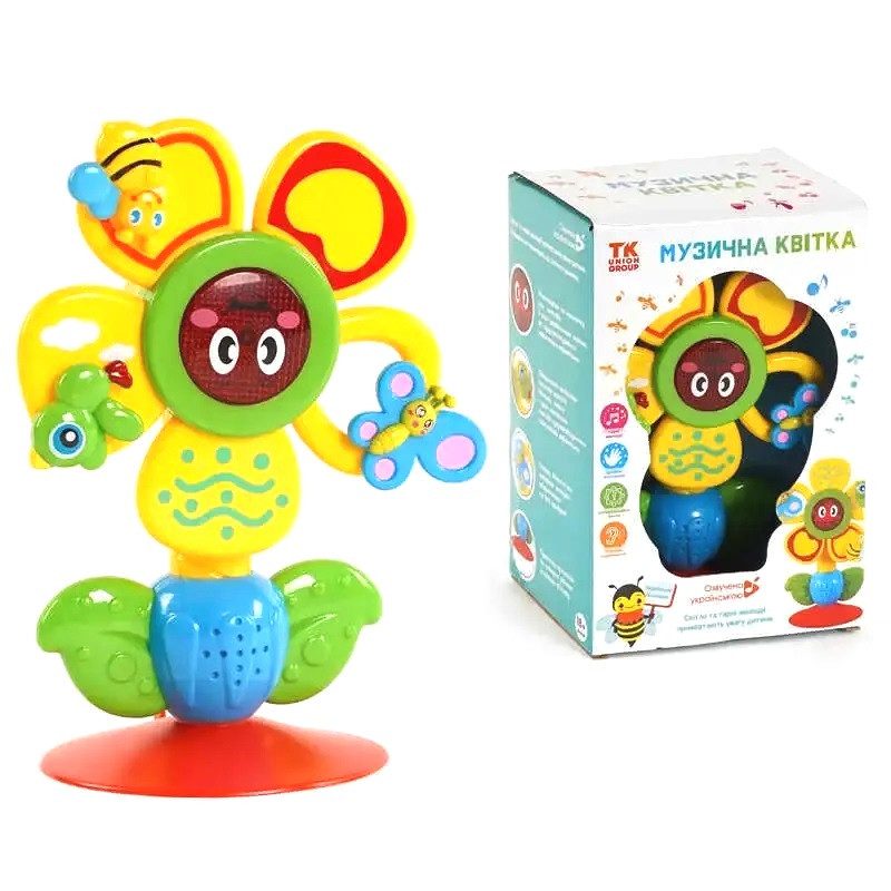 Музична квіточка 36687 брязкальце тріскачка на присосці світло звук TK Union Group іграшка для малюків - 3