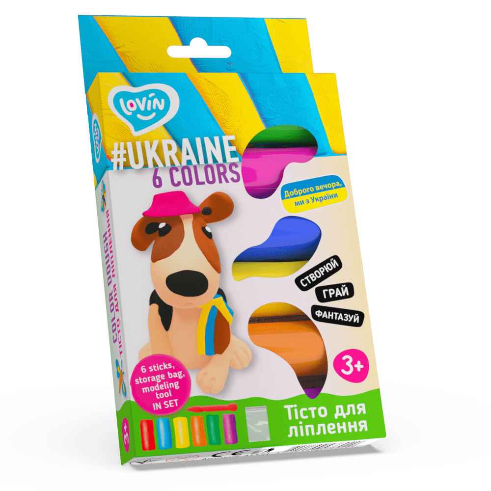 Набір для ліплення з тістом #Ukraine ТМ Lovin 41171 творчість 6 кольорів стіки тісто пластилін для дітей Ловін - 1
