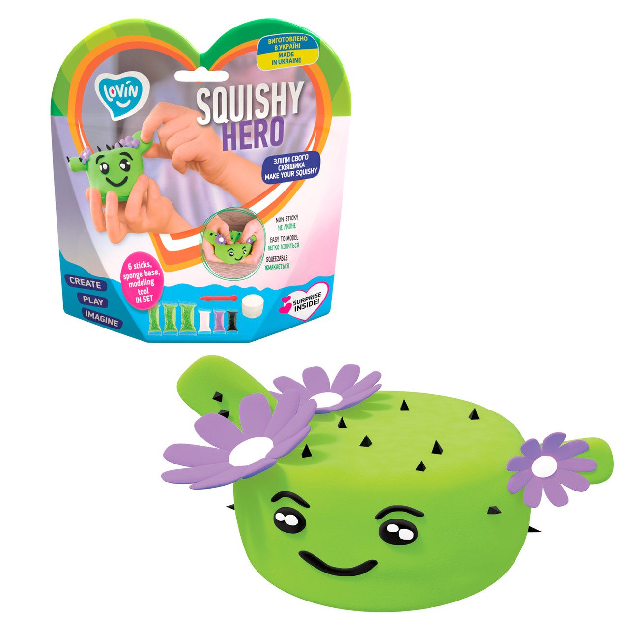Набір для ліплення з повітряним пластиліном Squishy Cactusita ТМ Lovin 70124 сквіш кактус м'ялка антистрес Ловін - 1