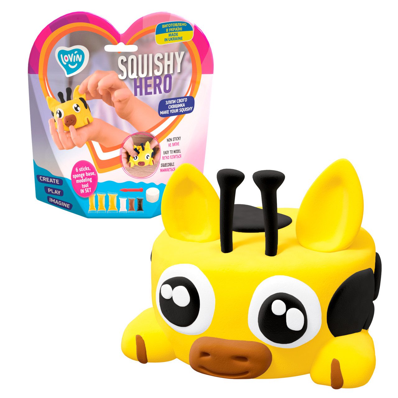 Набір для ліплення з повітряним пластиліном Squishy SquiRaff ТМ Lovin 70127 сквіш сквішрафчик жираф м'ялка антистрес Ловін - 1