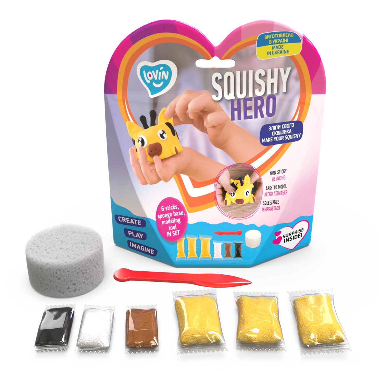 Набір для ліплення з повітряним пластиліном Squishy SquiRaff ТМ Lovin 70127 сквіш сквішрафчик жираф м'ялка антистрес Ловін - 3