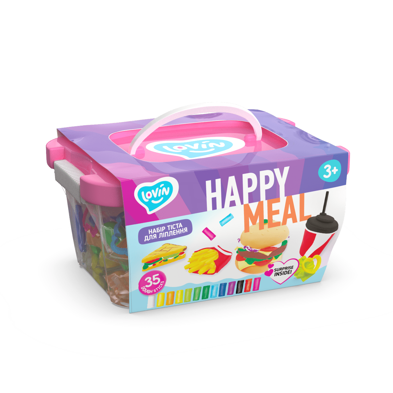 Набір тіста для ліплення Happy meal ТМ Lovin 41137 Хеппі Міл формочки 3D-молд інструмент качалка пластилін Ловін - 3