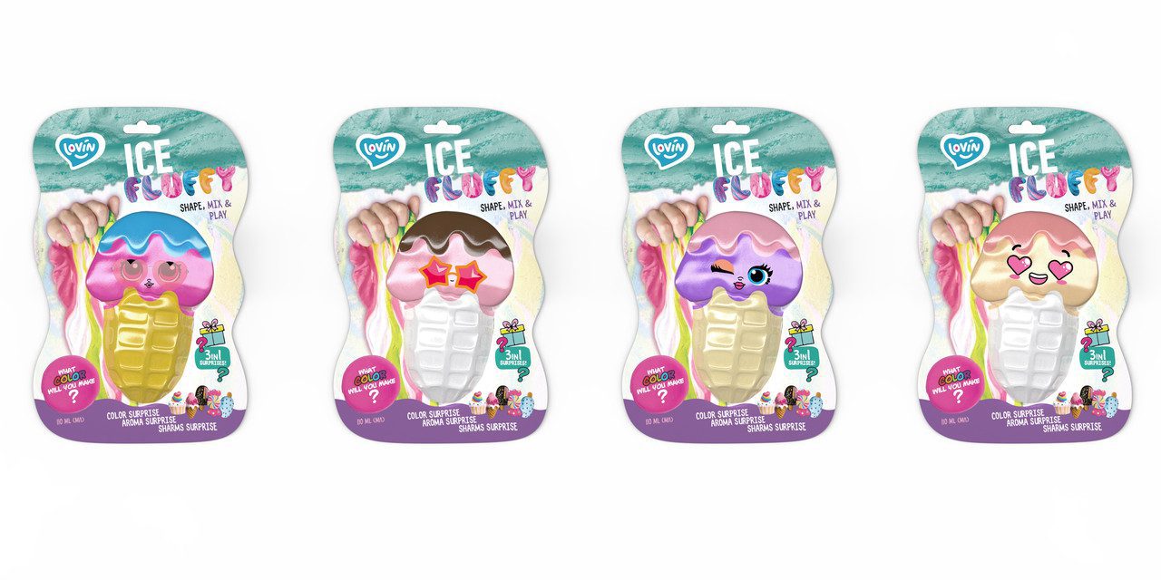 Лизун-антистрес Ice Fluffy ТМ Lovin 80125 аромат ріжок сюрприз флаффі стрибучий пластилін слайм Ловін - 1