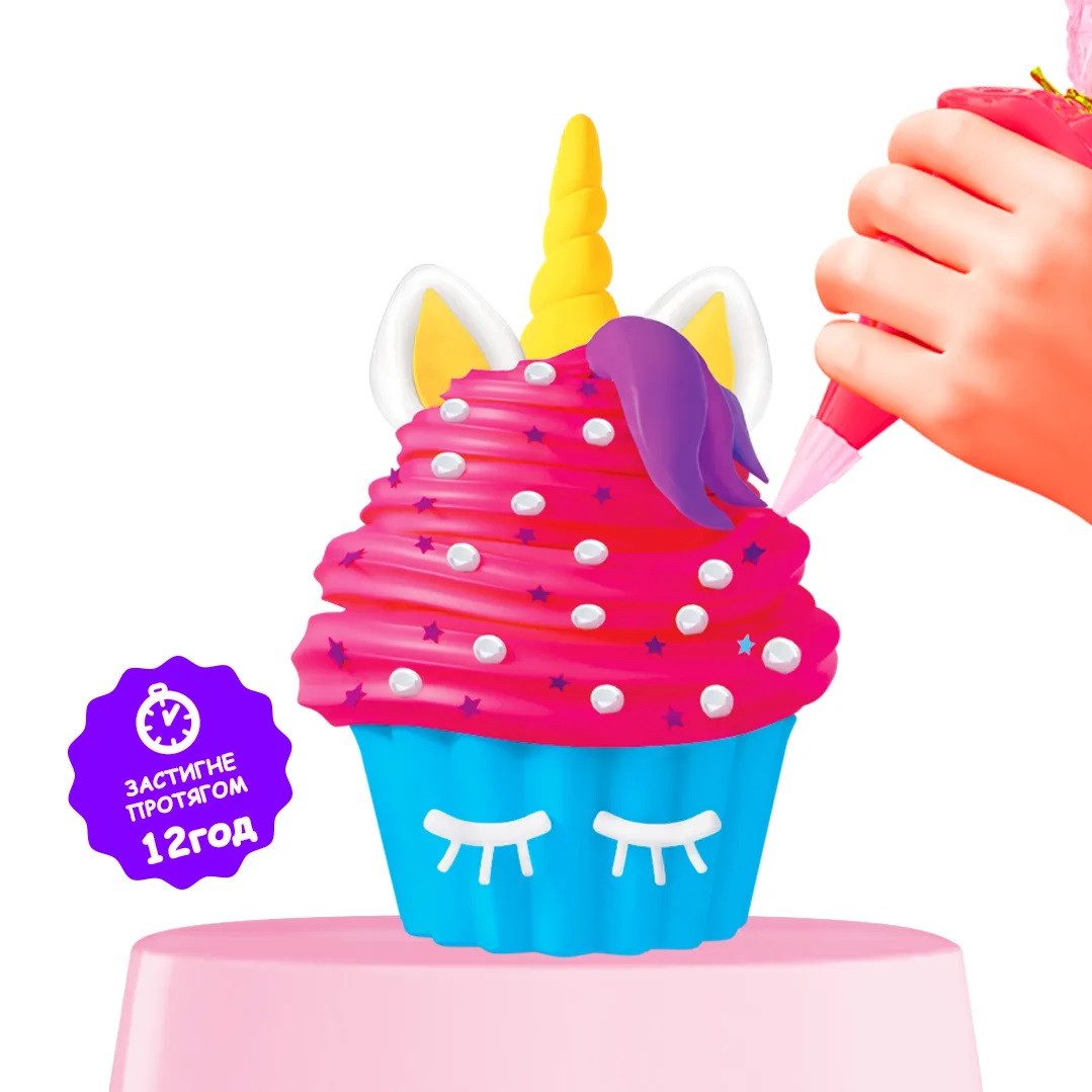 Набір для кулінарної творчості ТМ Candy Cream Unicorn Cupcake 75005 кекс єдиноріг ліплення блискітки легкий пластилін - 1