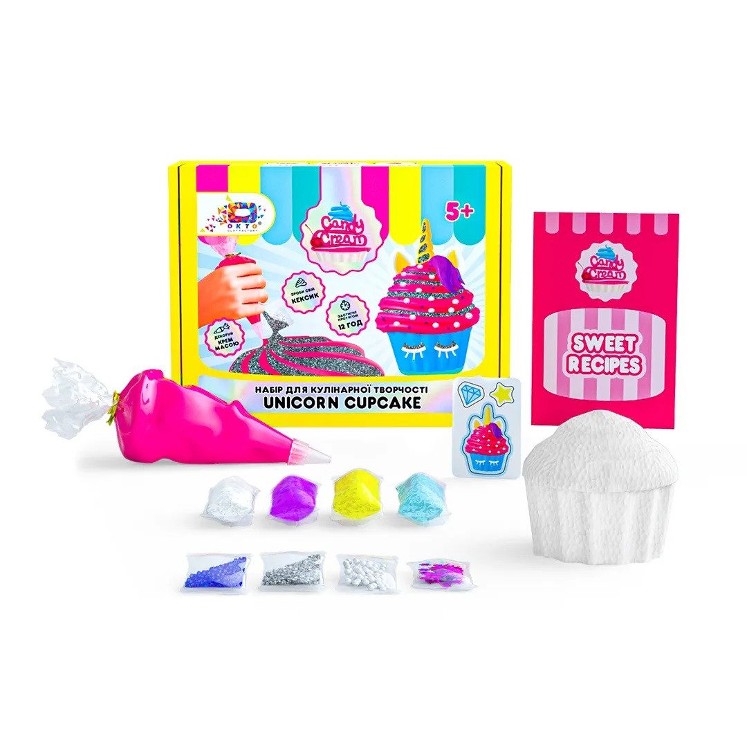 Набір для кулінарної творчості ТМ Candy Cream Unicorn Cupcake 75005 кекс єдиноріг ліплення блискітки легкий пластилін - 2