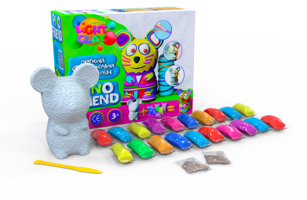Набір легкого стрибучого пластиліну Pino Friend Томмі TM Moon Light Clay 70058 фігурка мишеня ОКТО - 2