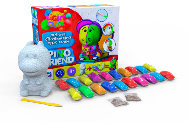 Набір легкого стрибучого пластиліну Pino Friend Роккі TM Moon Light Clay 70058 фігурка дракончик ОКТО - 2