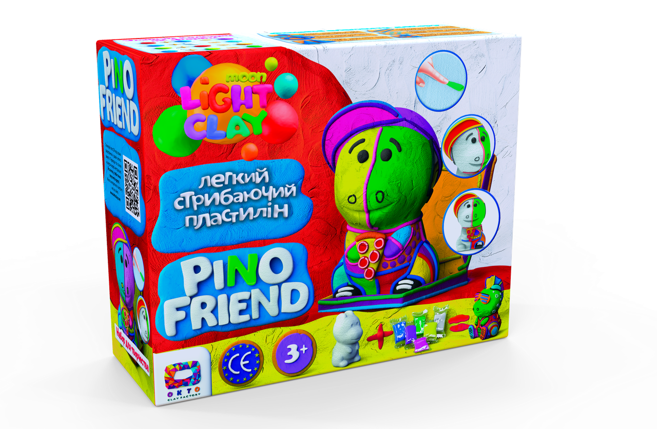 Набір легкого стрибучого пластиліну Pino Friend Роккі TM Moon Light Clay 70058 фігурка дракончик ОКТО - 3