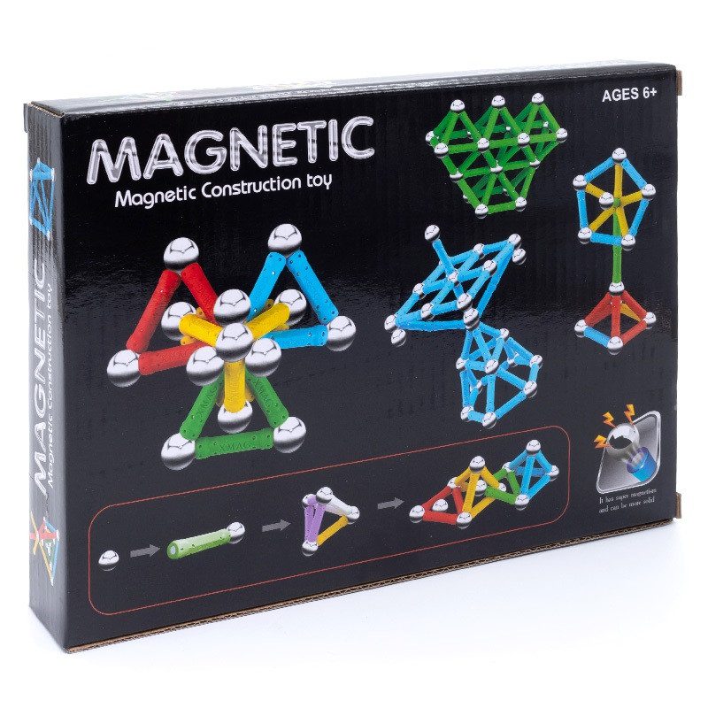Дитячий магнітний 3D конструктор Magnetic AQ-755-56-57  у коробці 48 деталей 3Д розвиваючий для дітей з 3 років - 3