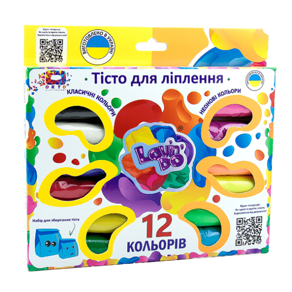 Набір тіста для ліплення 12 кольорів ТМ Lovin'Do 41015 неон розвиваюча творчість для дітей тісто пластилін Ловін До - 2
