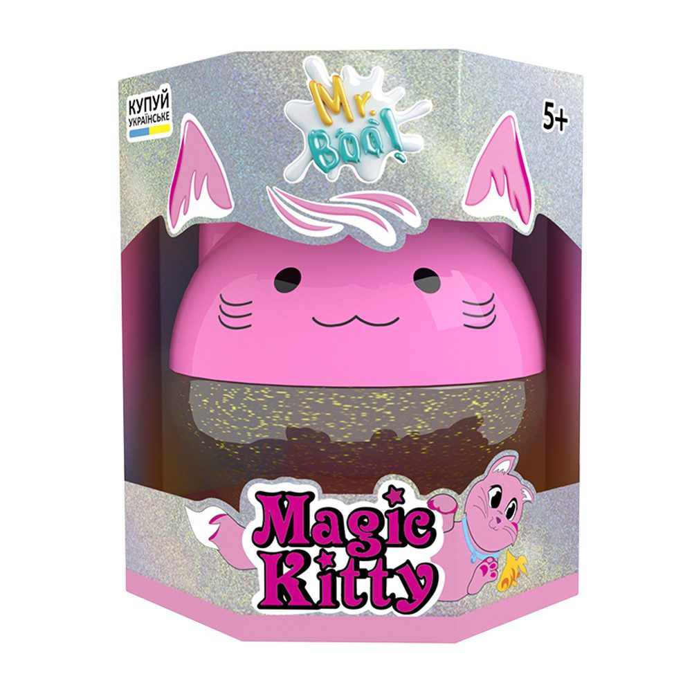 Лизун-антистрес Magic Kitty TM Mr.Boo 80117 з блискітками в банці 100 мл. слайм хелло кітті іграшка ОКТО - 1