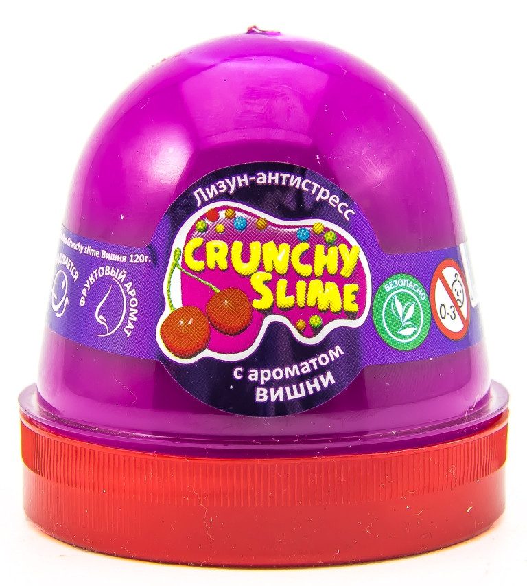 Лизун-антистрес Crunchy slime ТМ Mr.Boo 80084 аромат Вишня жуйка для рук 120 г слайм тягучка іграшка ОКТО - 1