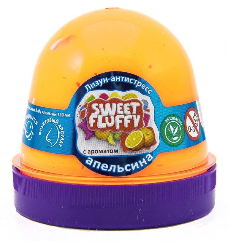 Лизун-антистрес Sweet fluffy ТМ Mr.Boo 80070 аромат Апельсин жуйка для рук 120 г слайм тягучка іграшка ОКТО - 5