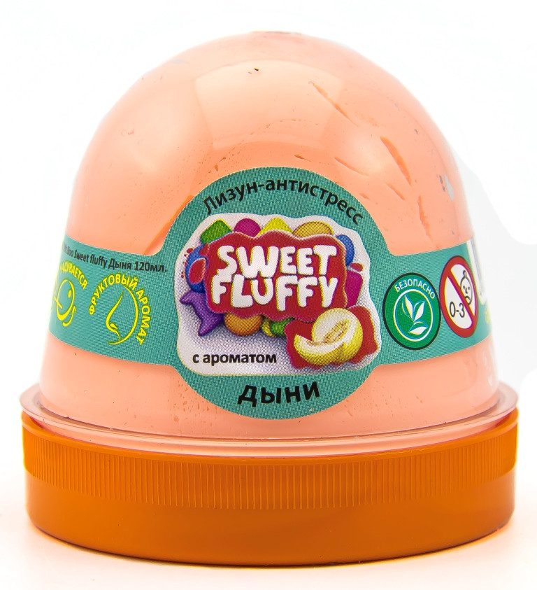 Лизун-антистрес Sweet fluffy ТМ Mr.Boo 80109 аромат Диня жуйка для рук 120 г слайм тягучка іграшка ОКТО - 1