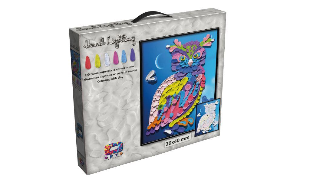 Картина з легкої глини Сова Moon Light Clay 70069 набір для творчості ОКТО аплікація за номерами 3D пластилін - 1