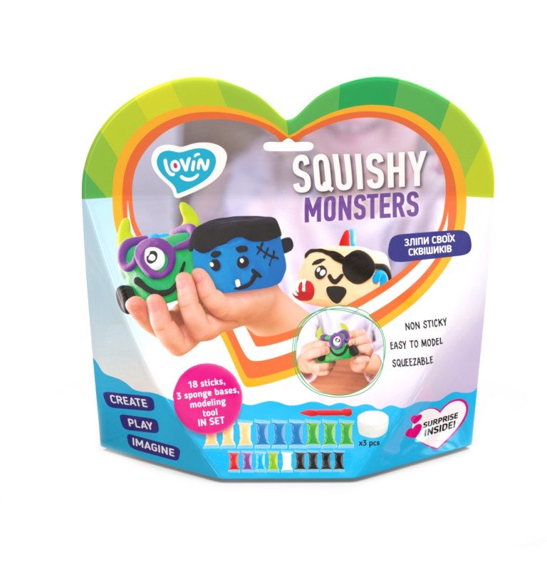 Набір для ліплення з повітряним пластиліном Squishy Monsters ТМ Lovin 70130 сквіш м'ялка антистрес ОКТО Okto монстрики - 3