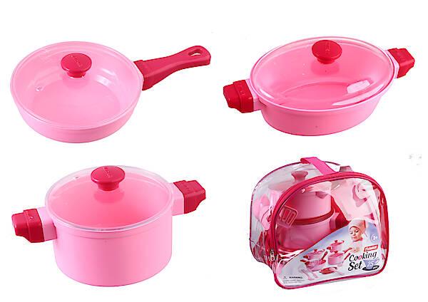 Дитячий набір посуду Cooking Set Юніка 1757 у сумці рожевий 25 pcs каструлі сковорода прилади іграшка кухня - 2