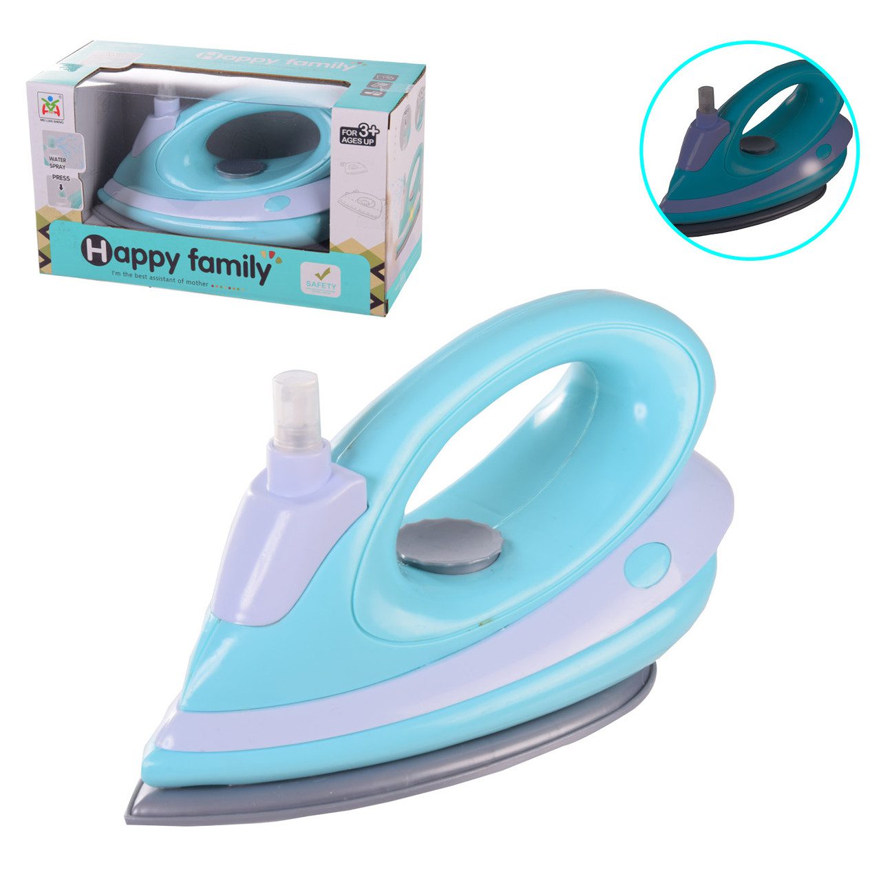 Іграшкова дитяча праска LS820Q8, іграшкова побутова техніка, праска, бризкає водою, світиться, вібрує - 1