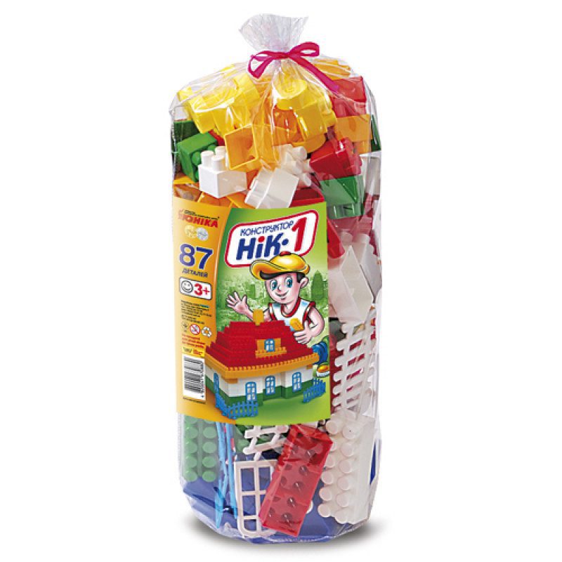 Дитячий пластиковий блоковий конструктор Нік-1 Юніка 0880, 87 деталей у пакеті розвиваючий для дітей - 2