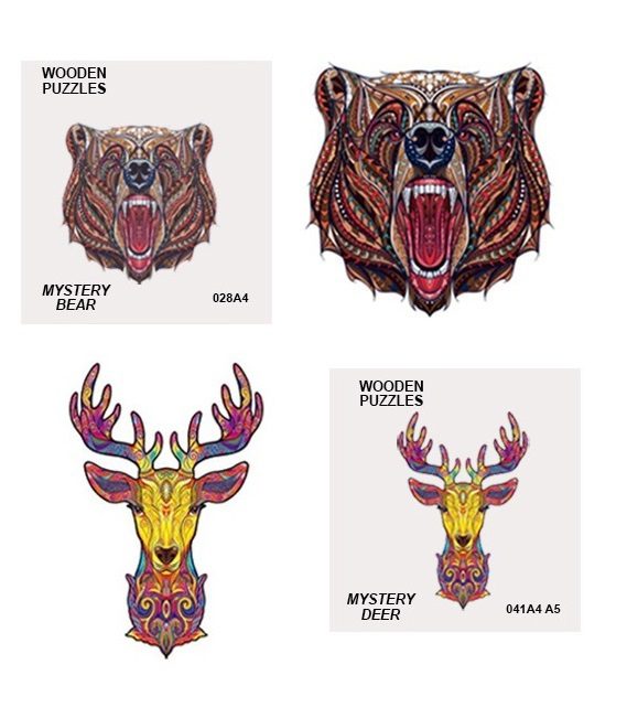 Дерев'яні пазли Містичні тварини (150 деталей) A4 031/034/028/041 - 1