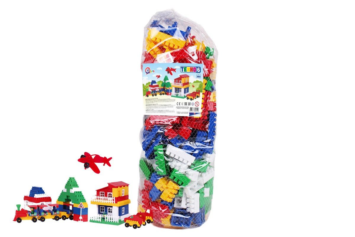 Дитячий пластиковий блочний конструктор Техно 6 ТехноК 0540, 380 деталей у пакеті розвиваючий для дітей - 3