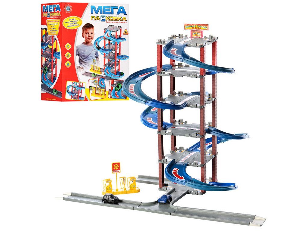 Гараж 922-4, Мега-парковка, трек, спіральний спуск, 6 поверхів, АЗС, 2 машинки, дитячий ігровий набір, іграшка - 3