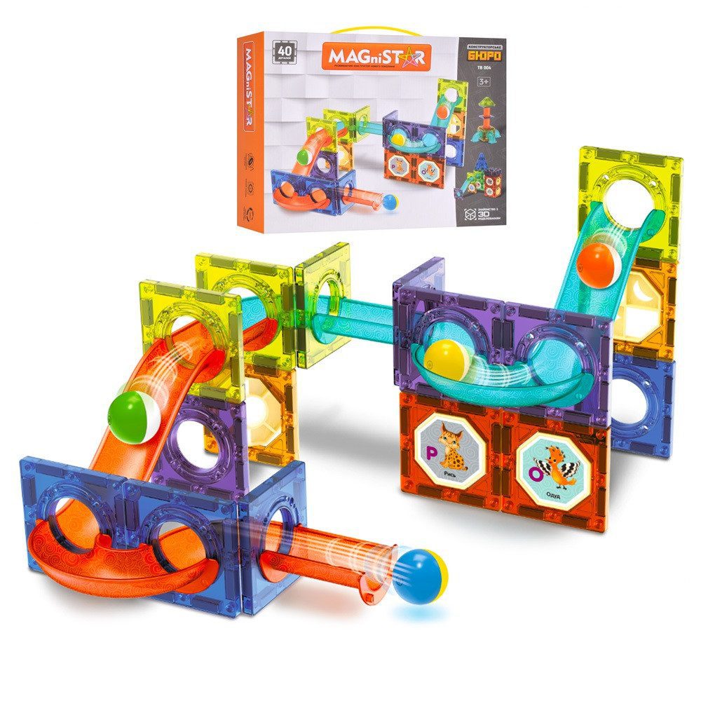 Конструктор Magnistar TB 004 від Limo Toy, магнітне місто трек, кульки, лабіринт, 40 деталей, 3D набір розвиваючий - 2