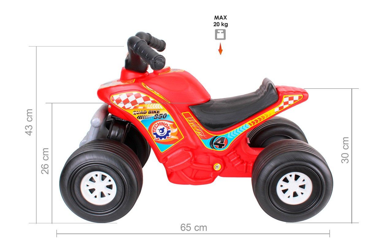 Квадроцикл ТехноК 4111, червоний, дитячий байк, машинка, толокар, каталка, іграшка для дітей - 7