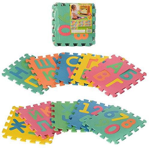 Килимок-пазл мозаїка Алфавіт і цифри М2736 Іграшка дитяча розвиваюча навчальна 10 елементів піна для дітей - 3