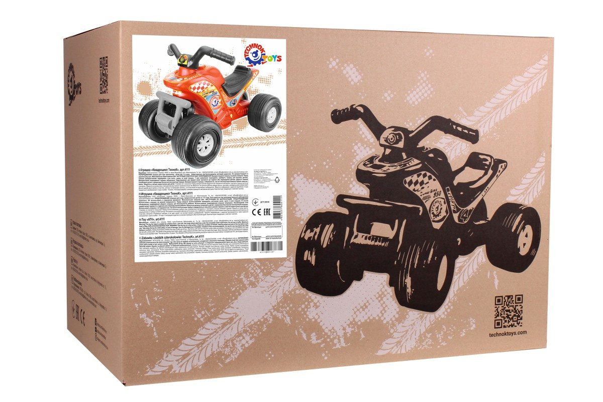 Квадроцикл ТехноК 4111, червоний, дитячий байк, машинка, толокар, каталка, іграшка для дітей - 3