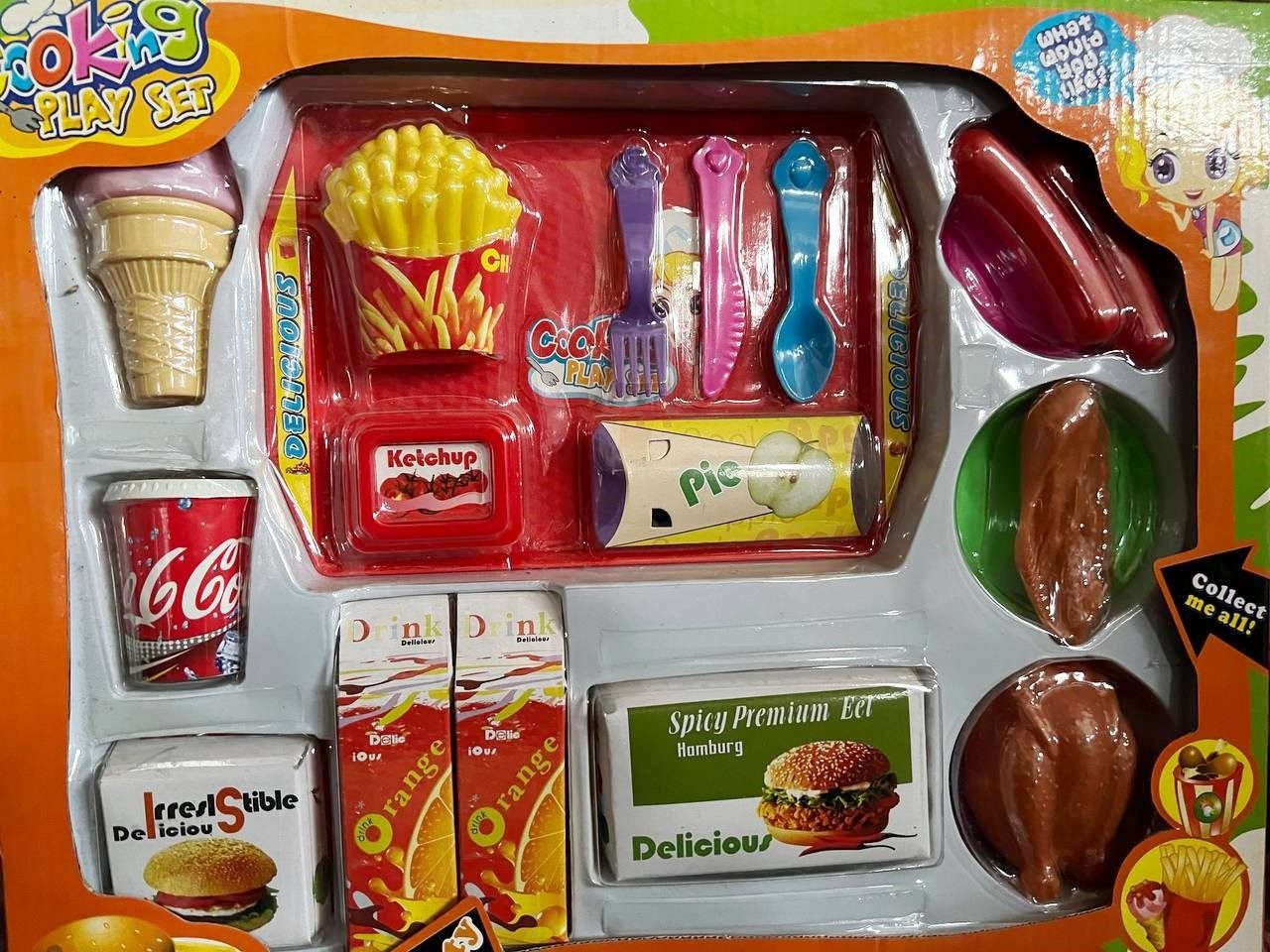 Іграшковий набір Продукти 777C Фастфуд, дитяча іграшка, кухня, хот дог, картопля фрі, гамбургер, сік - 1