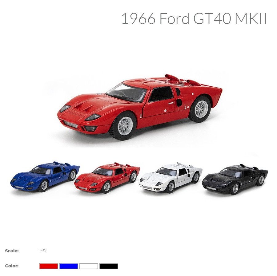 Модель Kinsmart FORD (1966) GT40 MKII KT5427W, металева інерційна іграшка, відчиняються двері, Кінсмарт - 2