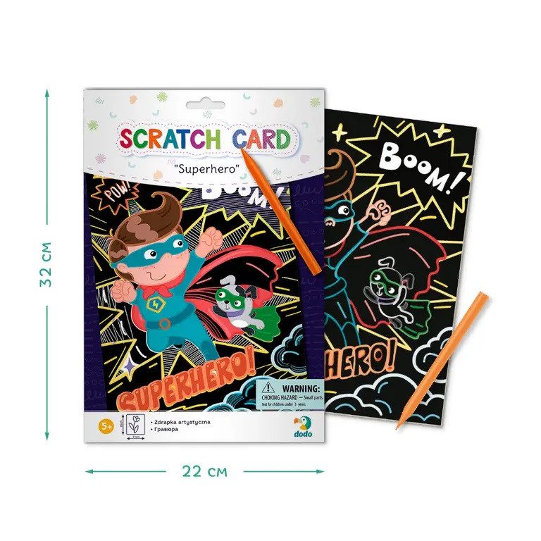 Гравюра Супергерой Dodo 300194, кольорова картинка, штихель, scratch card, ДоДо - 4