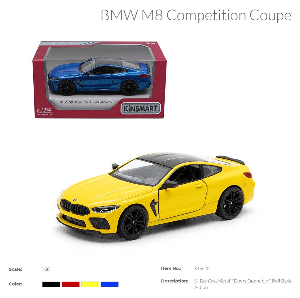 Модель Kinsmart BMW M8 COMPETITION COUPE 5'' KT5425W, металева інерційна іграшка, відчиняються двері, Кінсмарт - 2