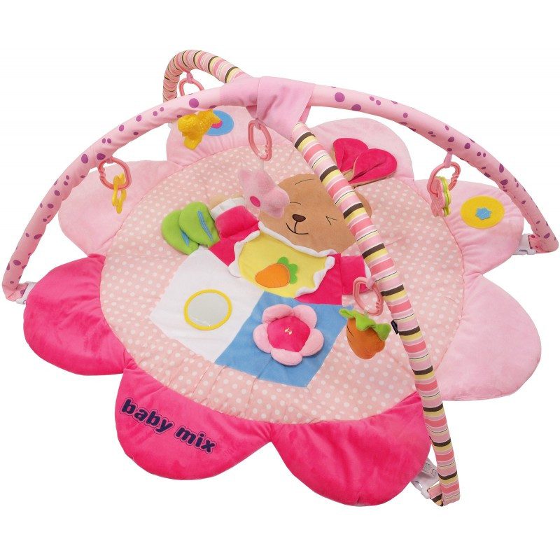 Розвиваючий килимок Зайчик Baby Mix 3133C, круглий, 2 дуги, підвіски - 1