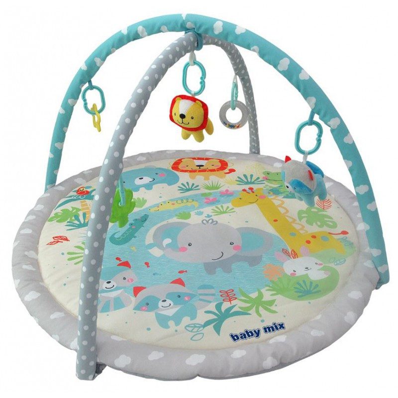 Розвиваючий килимок Слоненя Baby Mix 3466PP, круглий, 2 дуги, брязкальця -підвіски - 1