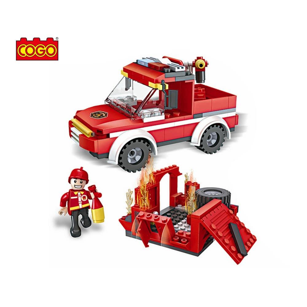 Конструктор COGO 2 в 1 Пожежна машина Fire Fighter 3022-6 Кого 186 деталей фігурки спец транспорт дитячий розвиваючий - 4
