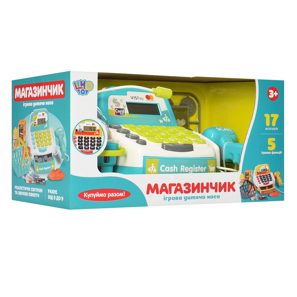 Касовий апарат Магазинчик M 4391 I UA дитячий ігровий набір сканер термінал кошик продукти гроші - 3