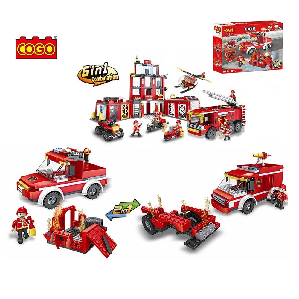 Конструктор COGO 2 в 1 Пожежна машина Fire Fighter 3022-6 Кого 186 деталей фігурки спец транспорт дитячий розвиваючий - 5
